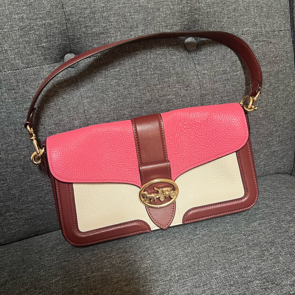 Coach Leather Georgie Shoulder Bag; Color Chalk/Confetti Pink Multi